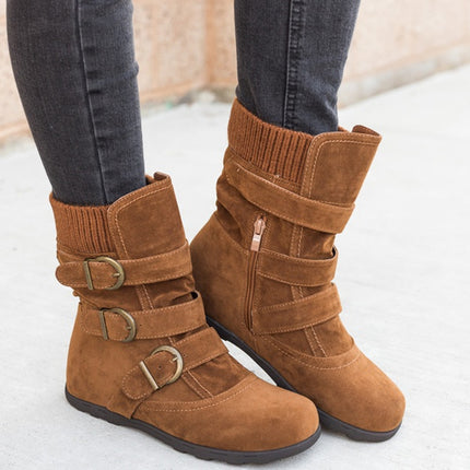 Women's Flat Large Size Short Boots - Thick Cotton Boots | GemTime Collective
