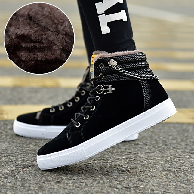 Men's Fleece-Lined High-Top Sneakers - Warm Winter Casual Shoes | GemTime