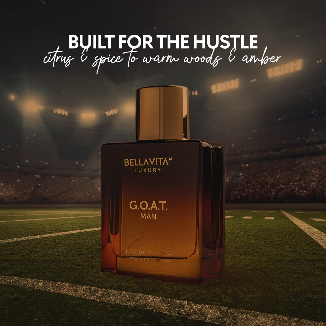 Experience the Essence of Masculinity with Bellavita Luxury G.O.A.T. Men's Eau de Parfum – A Long-Lasting Fusion of Bergamot, Lavender, Vetiver, and Patchouli in a 3.4 Fl. Oz Bottle