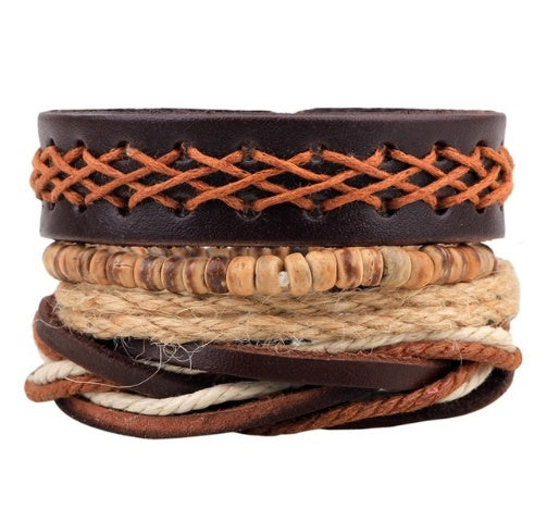 Unisex Leather Bracelet - Multilayer Bead Punk Wrap Bracelet | GemTime Collective
