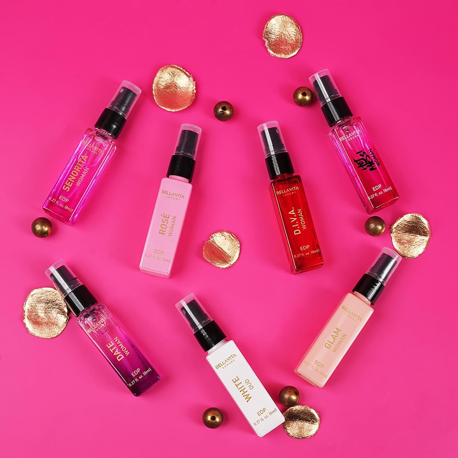 Indulge in Luxury with the Bellavita Women's Perfume Discovery Set – 7 Exquisite Floral Fragrances in Mini Gift Size, Perfect for Any Occasion