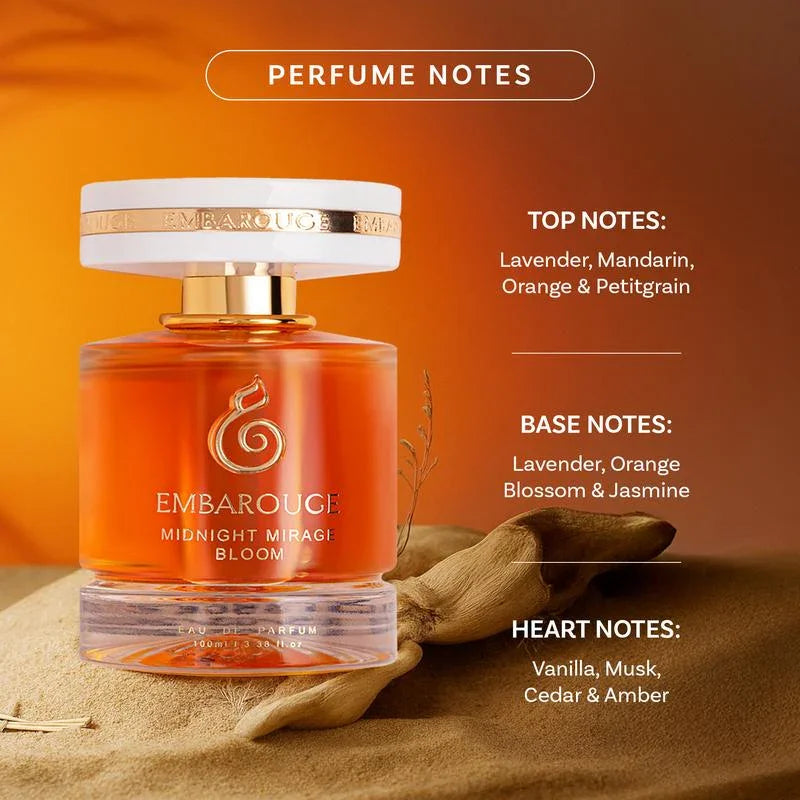 Experience the Allure of EMBAROUGE MIDNIGHT MIRAGE BLOOM - Enchanting Women's Fragrance with Chypre Notes | 100 ml Eau De Parfum | Perfect Gift for Her