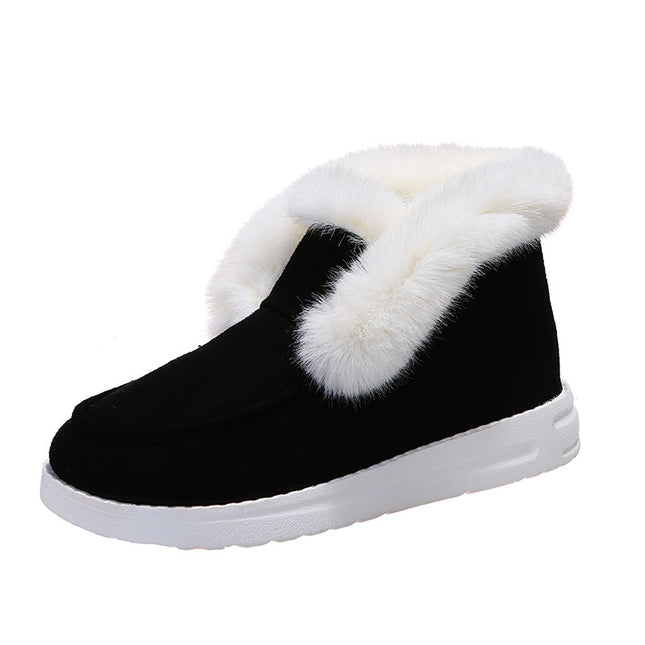 Women's Plush Fur Snow Boots - Warm Suede Ankle Boots for Winter | GemTime