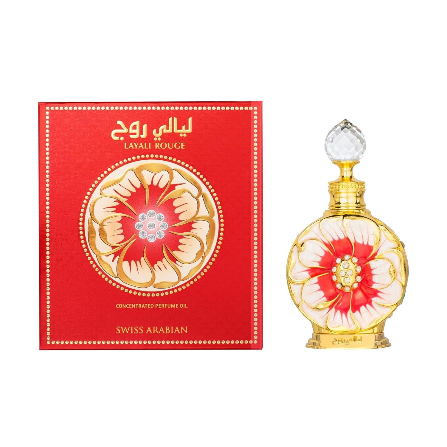 Layali Rouge Eau de Parfum - Indulge in the Alluring Essence of Papaya, Peach, and Rose - 0.5 Oz Travel Size