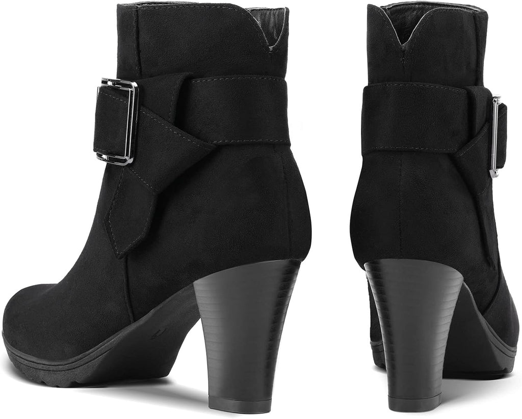 Step Up Your Style with Women's Chic Chunky Stacked Heel Ankle Boots Featuring a Convenient Zipper