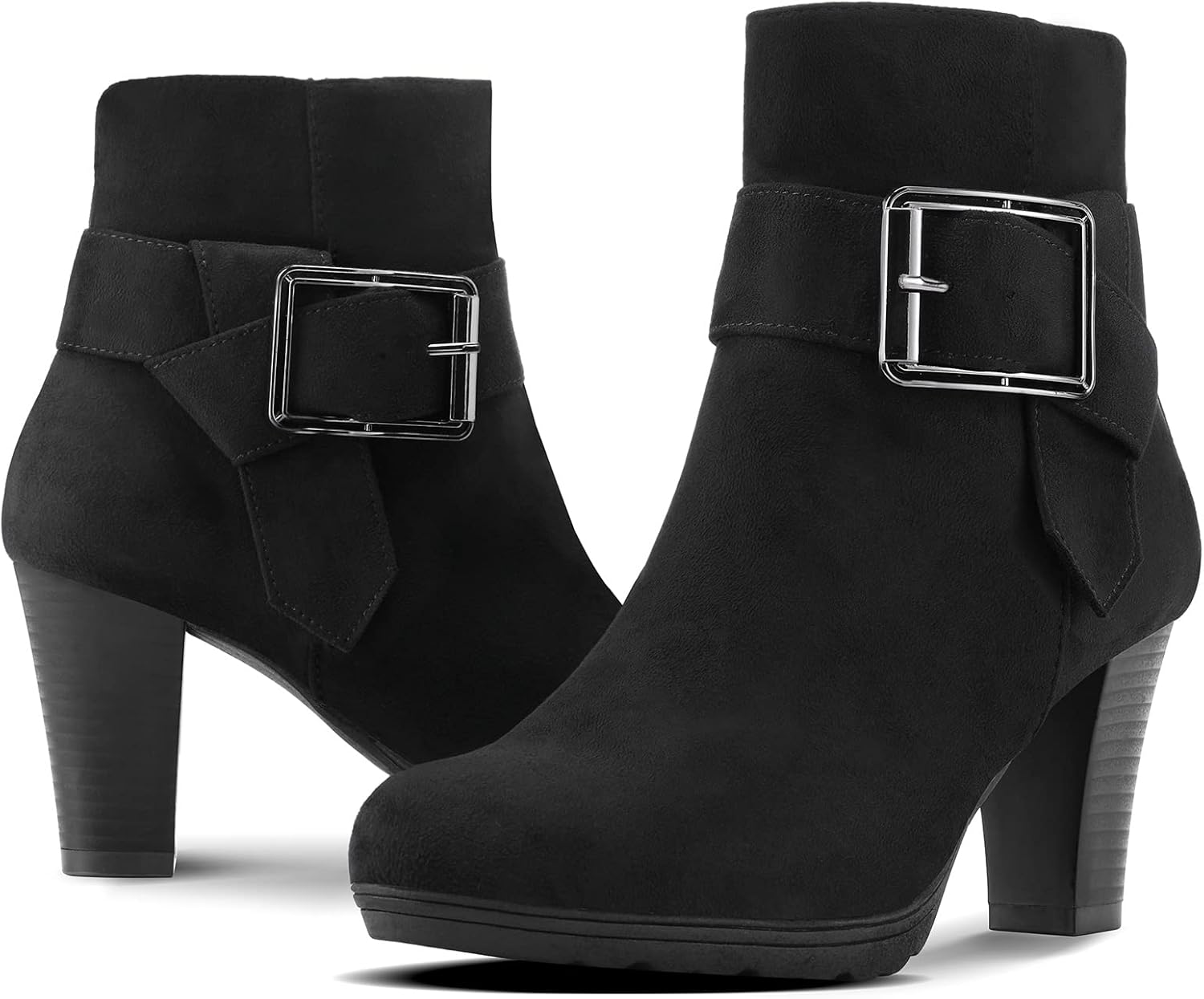 Step Up Your Style with Women's Chic Chunky Stacked Heel Ankle Boots Featuring a Convenient Zipper