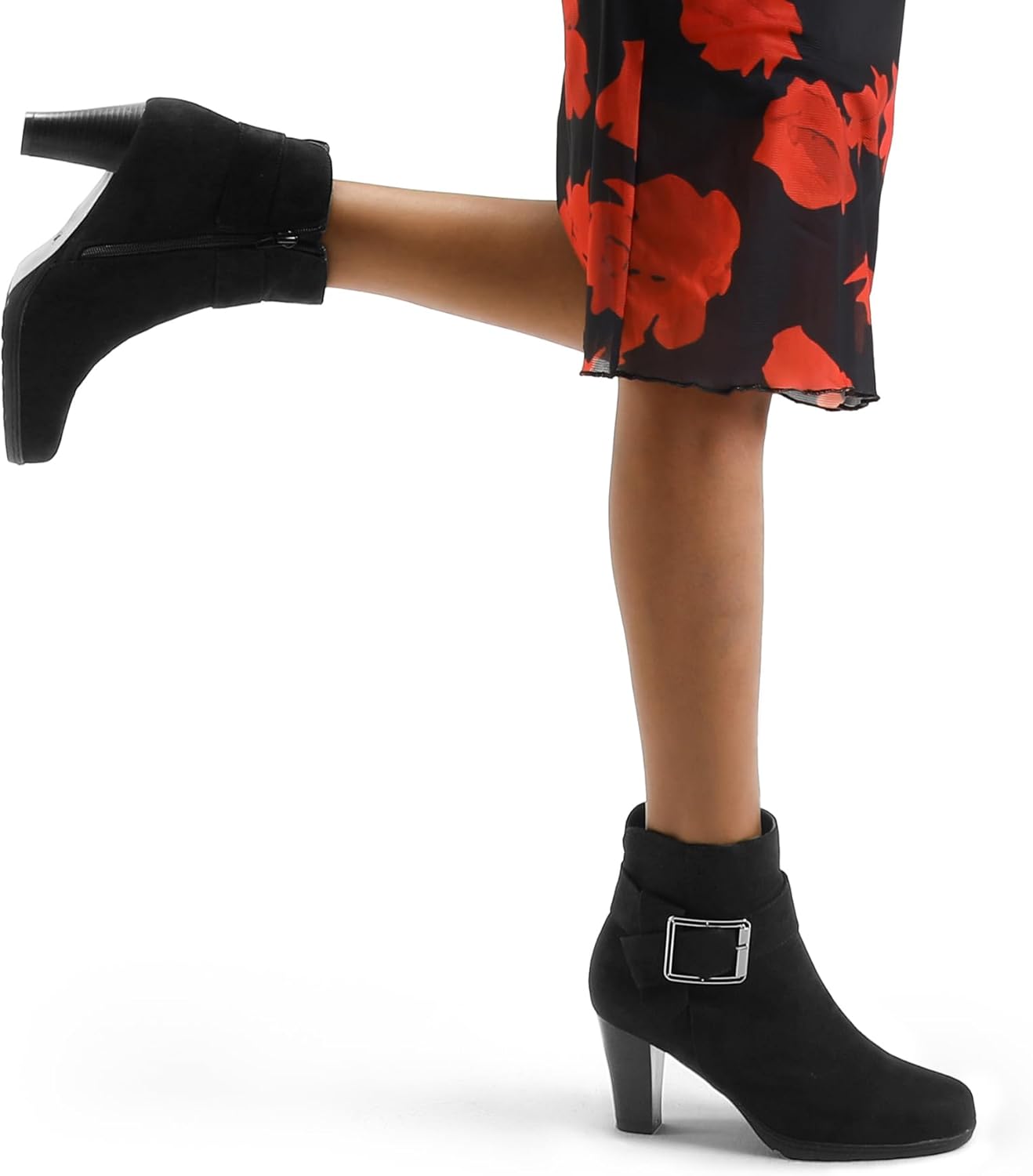 Step Up Your Style with Women's Chic Chunky Stacked Heel Ankle Boots Featuring a Convenient Zipper