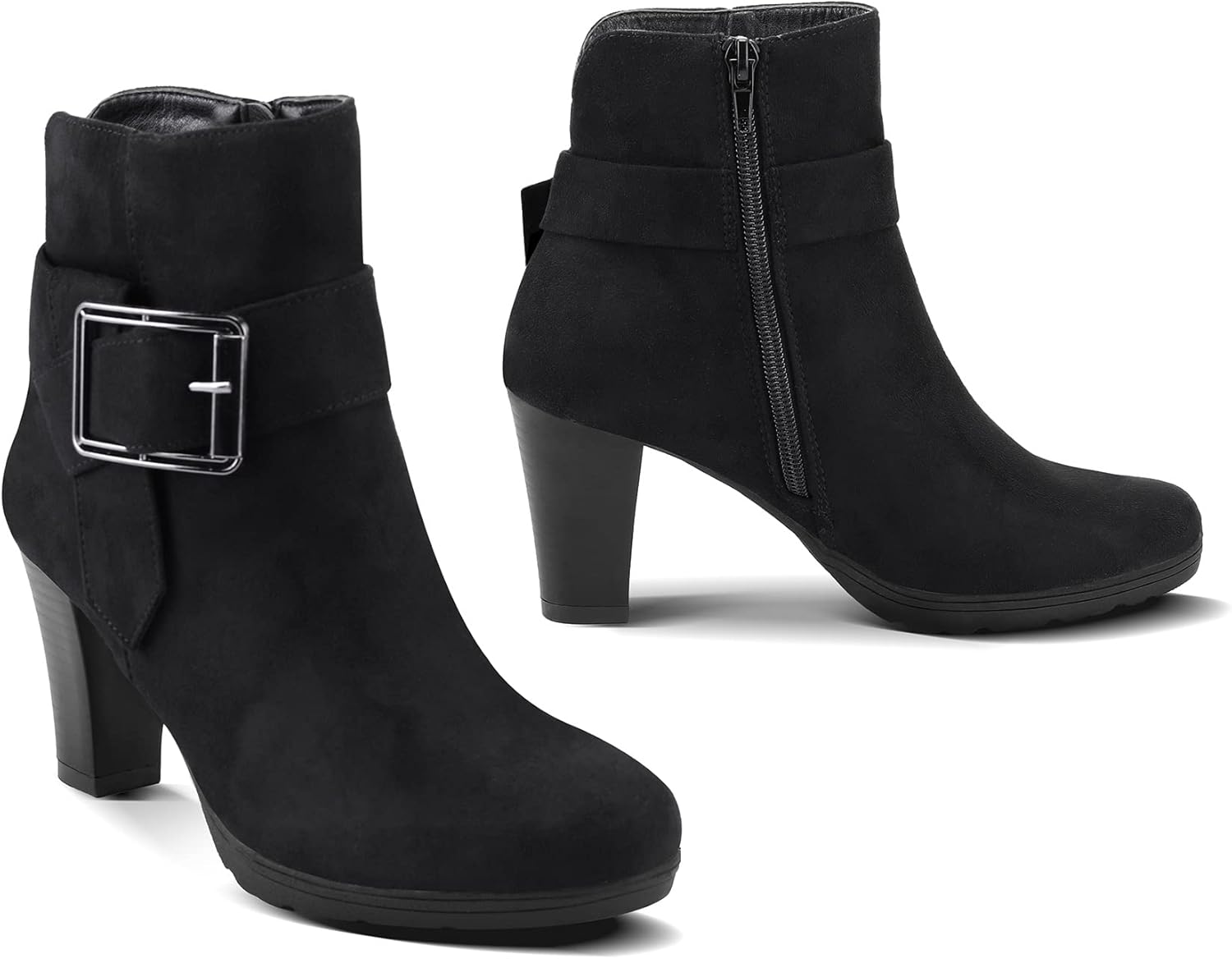 Step Up Your Style with Women's Chic Chunky Stacked Heel Ankle Boots Featuring a Convenient Zipper