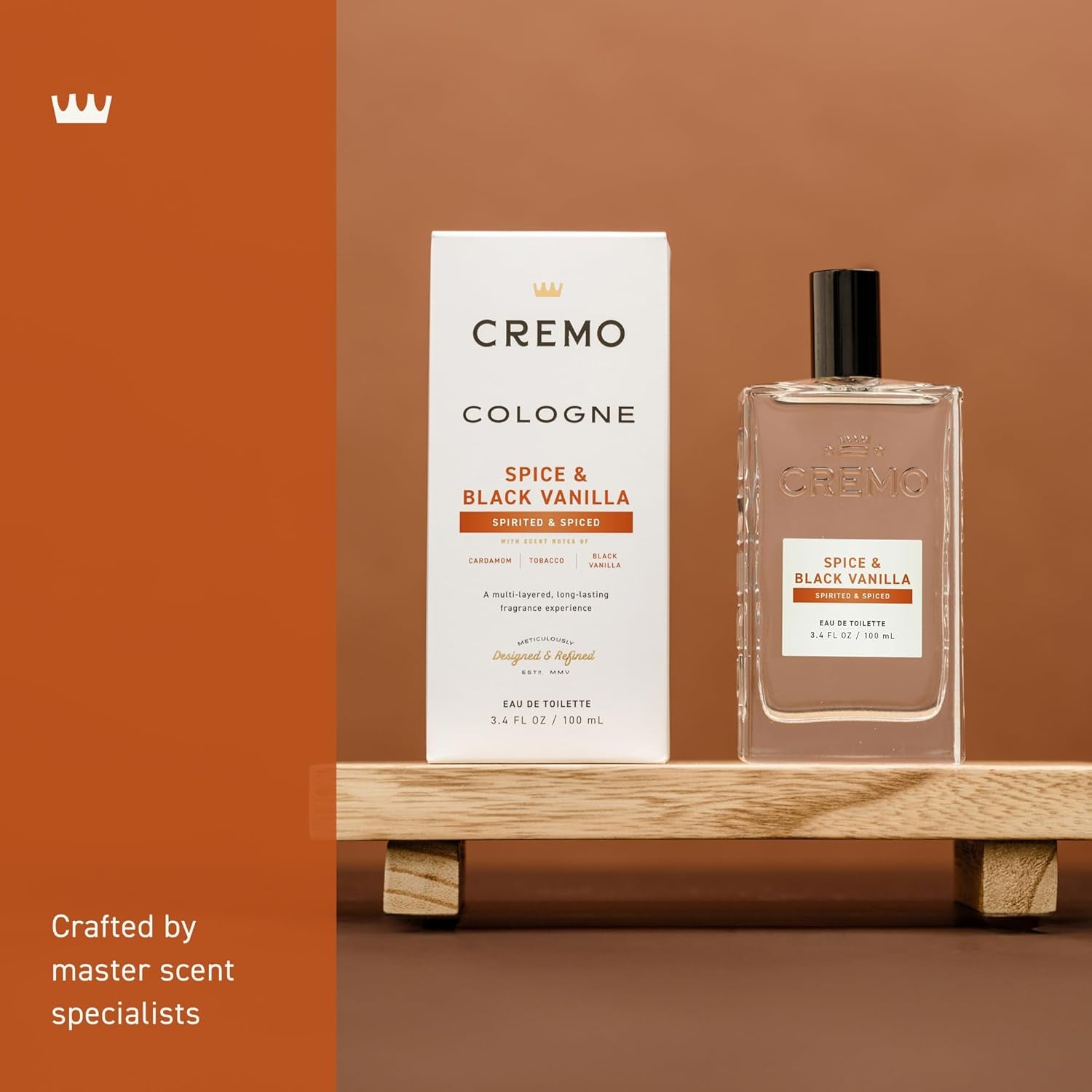 Elevate Your Essence: Cremo Men's Cologne in Spice & Black Vanilla - 3.4 Fl Oz of Sophisticated Scent