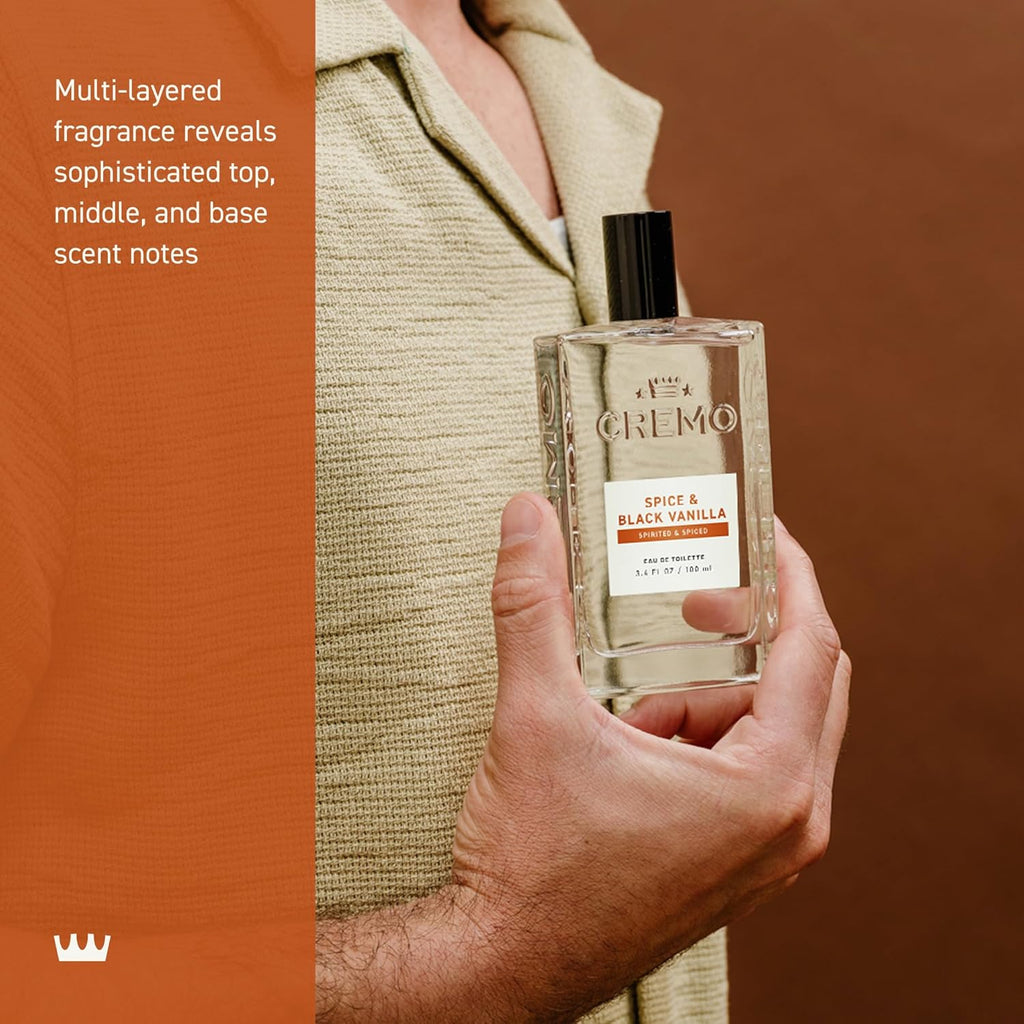 Elevate Your Essence: Cremo Men's Cologne in Spice & Black Vanilla - 3.4 Fl Oz of Sophisticated Scent