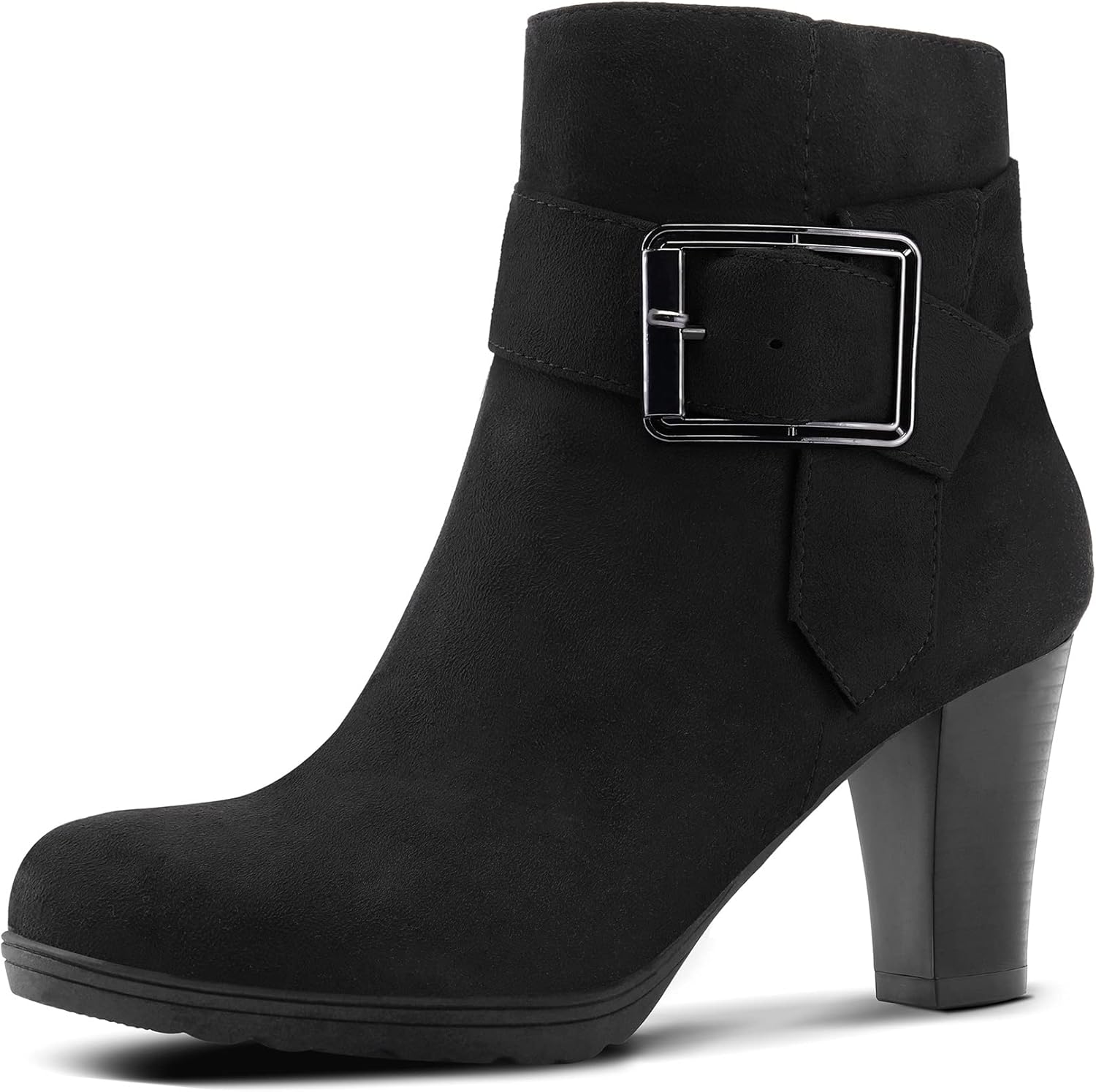 Step Up Your Style with Women's Chic Chunky Stacked Heel Ankle Boots Featuring a Convenient Zipper
