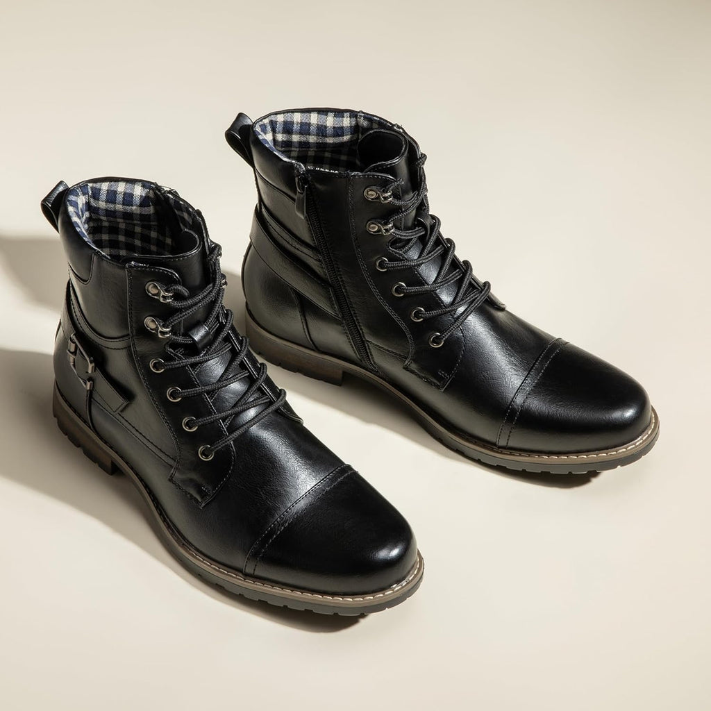 Step Up Your Style with Bruno Marc Men's Zippered Motorcycle Combat Boots - Perfect for Every Adventure!
