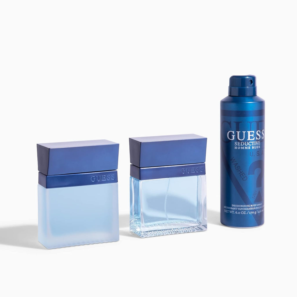 Unleash Your Charisma with GUESS Seductive Homme Blue Eau De Toilette Spray for Men - 3.4 Fl Oz