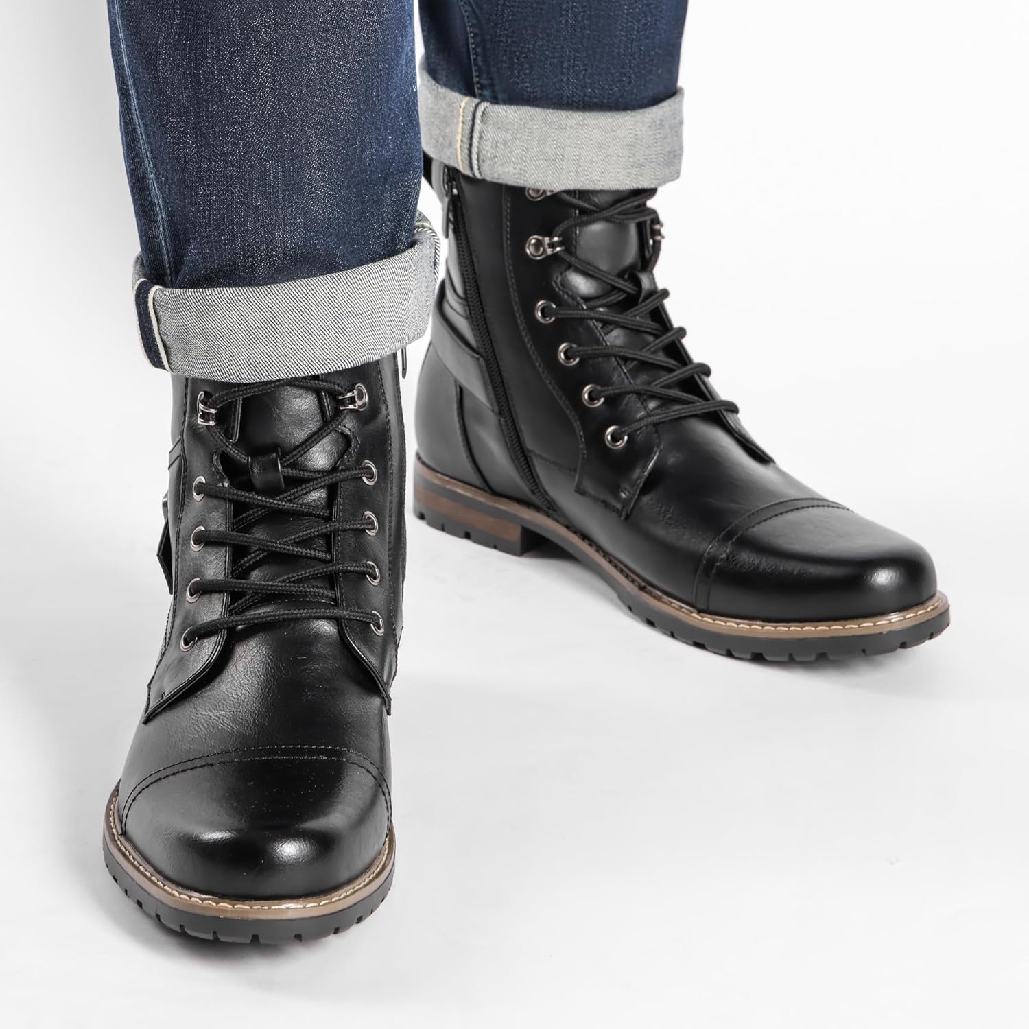 Step Up Your Style with Bruno Marc Men's Zippered Motorcycle Combat Boots - Perfect for Every Adventure!