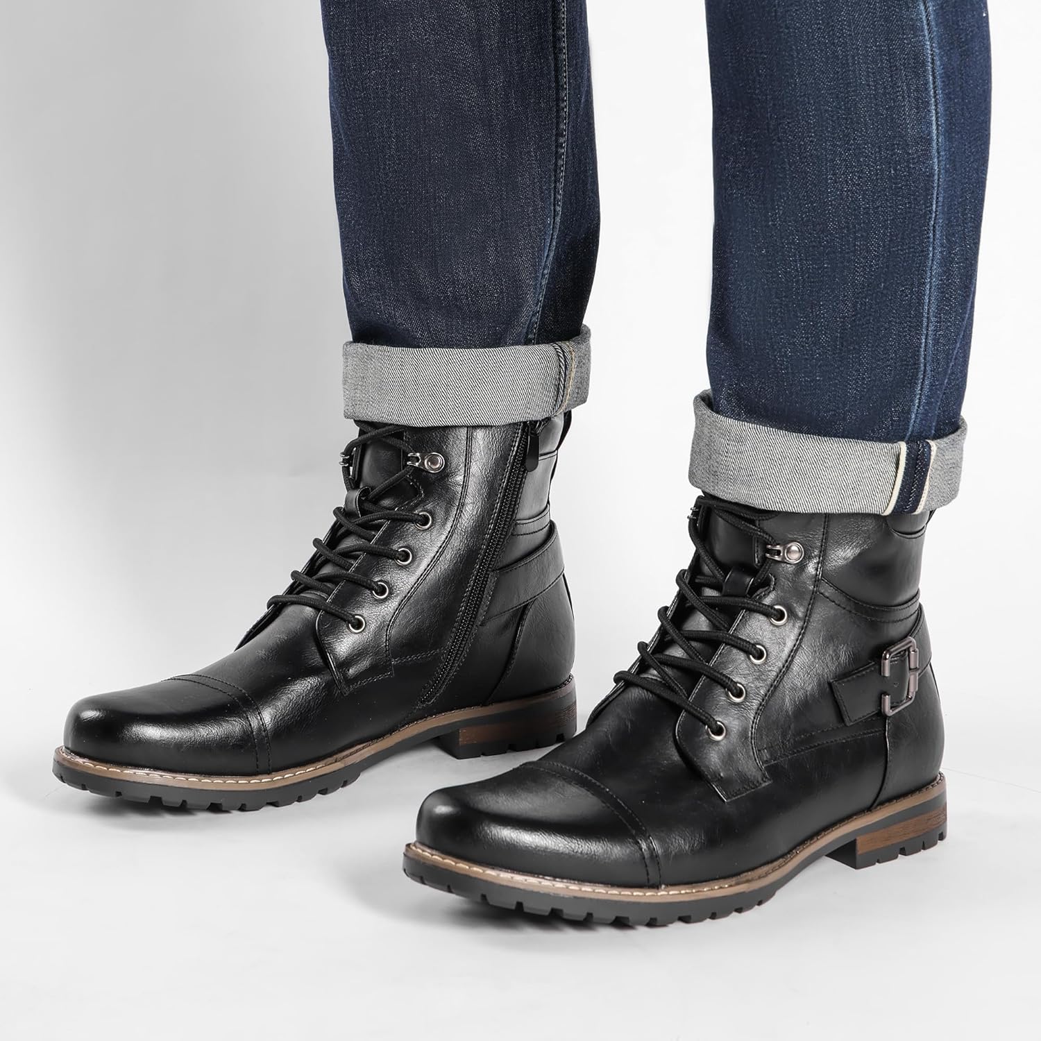 Step Up Your Style with Bruno Marc Men's Zippered Motorcycle Combat Boots - Perfect for Every Adventure!