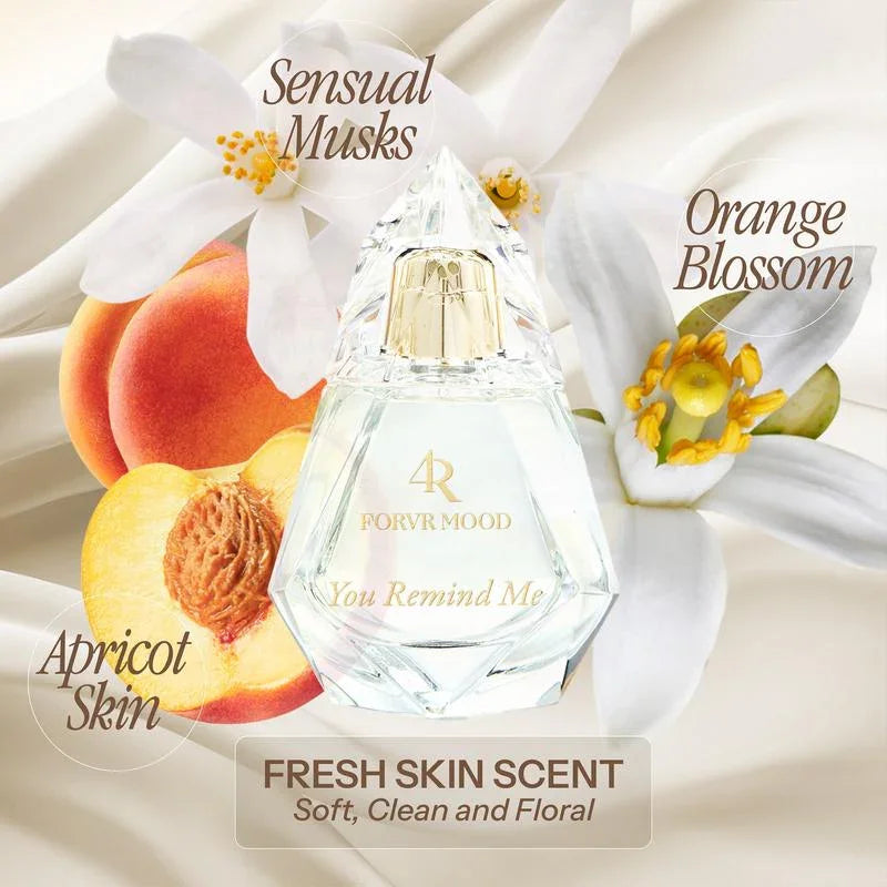 Indulge in Comfort with FORVR MOOD YOU REMIND ME Perfume - A Blissful Blend of Soft Apricot Skin, Blooming Orange Flower, and Creamy Musks