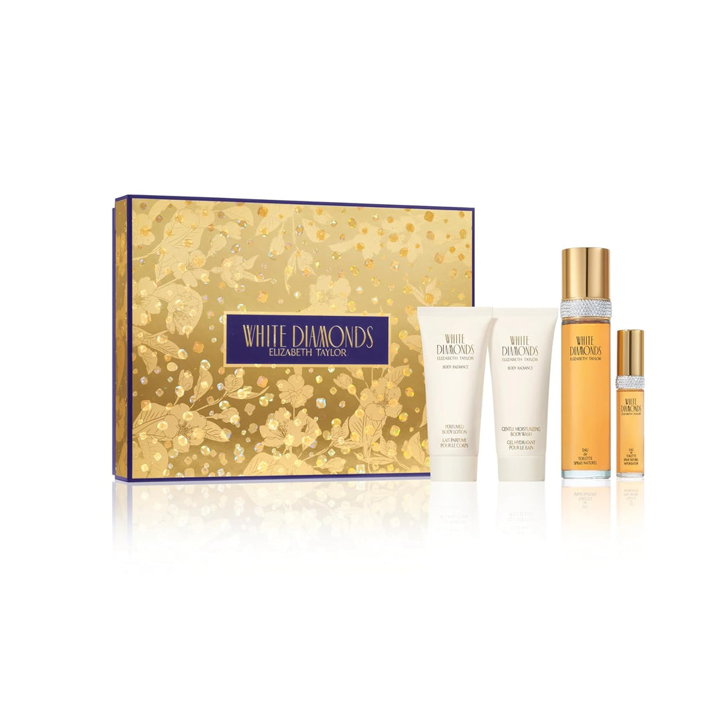White Diamonds Eau De Toilette Gift Set for Women, Featuring Moisturizing Body Shower Gel and Body Cream, Floral Fragrance with Invigorating Notes