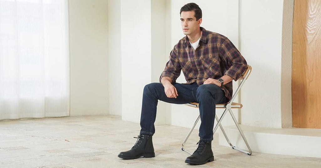 Elevate Your Style with Vostey Men's Motorcycle Casual Chukka Boots - Effortless Zipper Closure for Ultimate Comfort