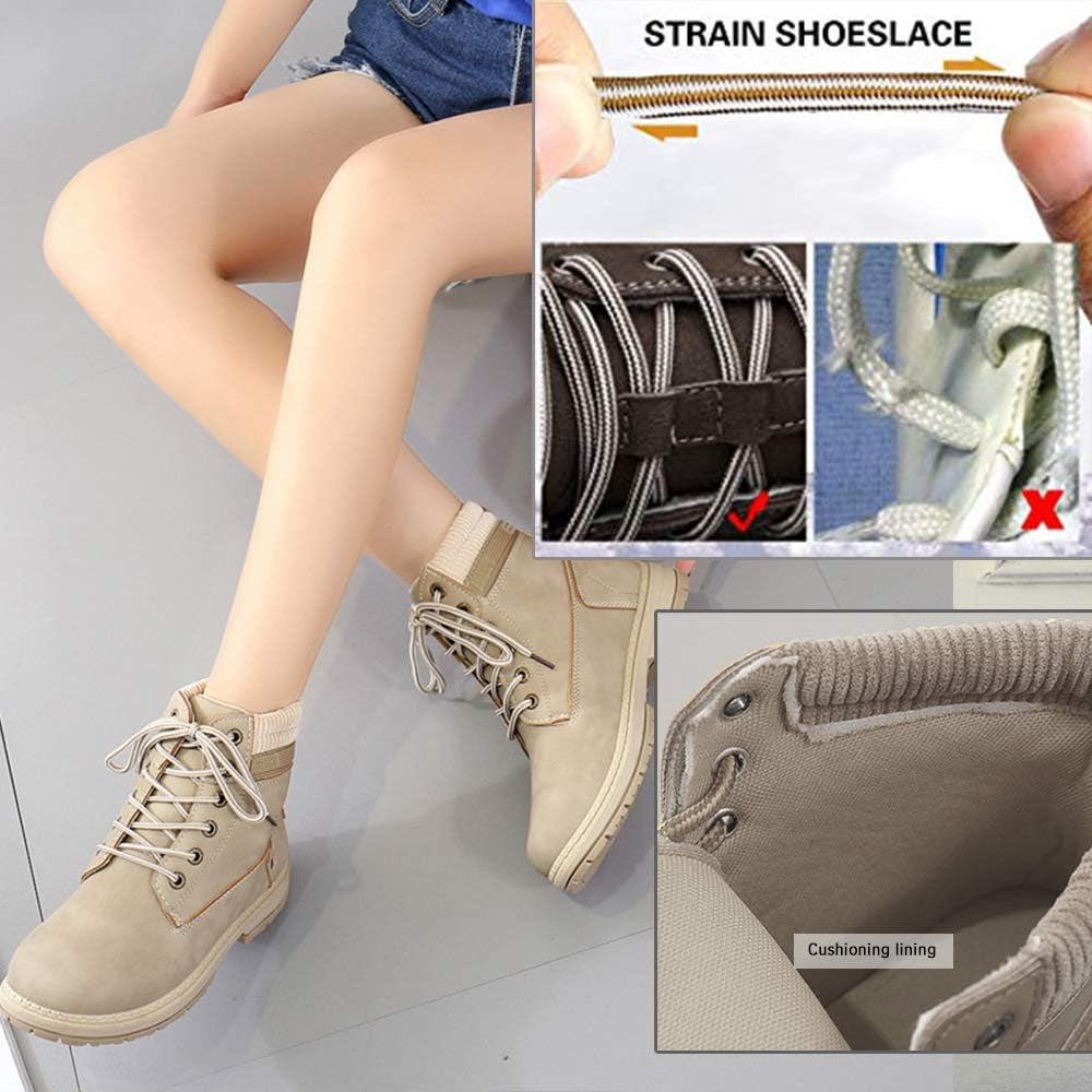 Elevate Your Adventures with Women's Stylish Waterproof Hiking Combat Boots - Lace-Up Low Heel Ankle Booties