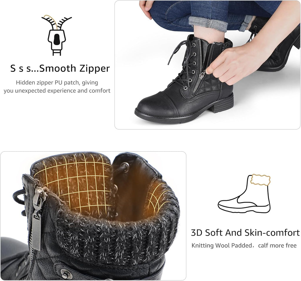 Women's Lace-Up Ankle Combat Boots