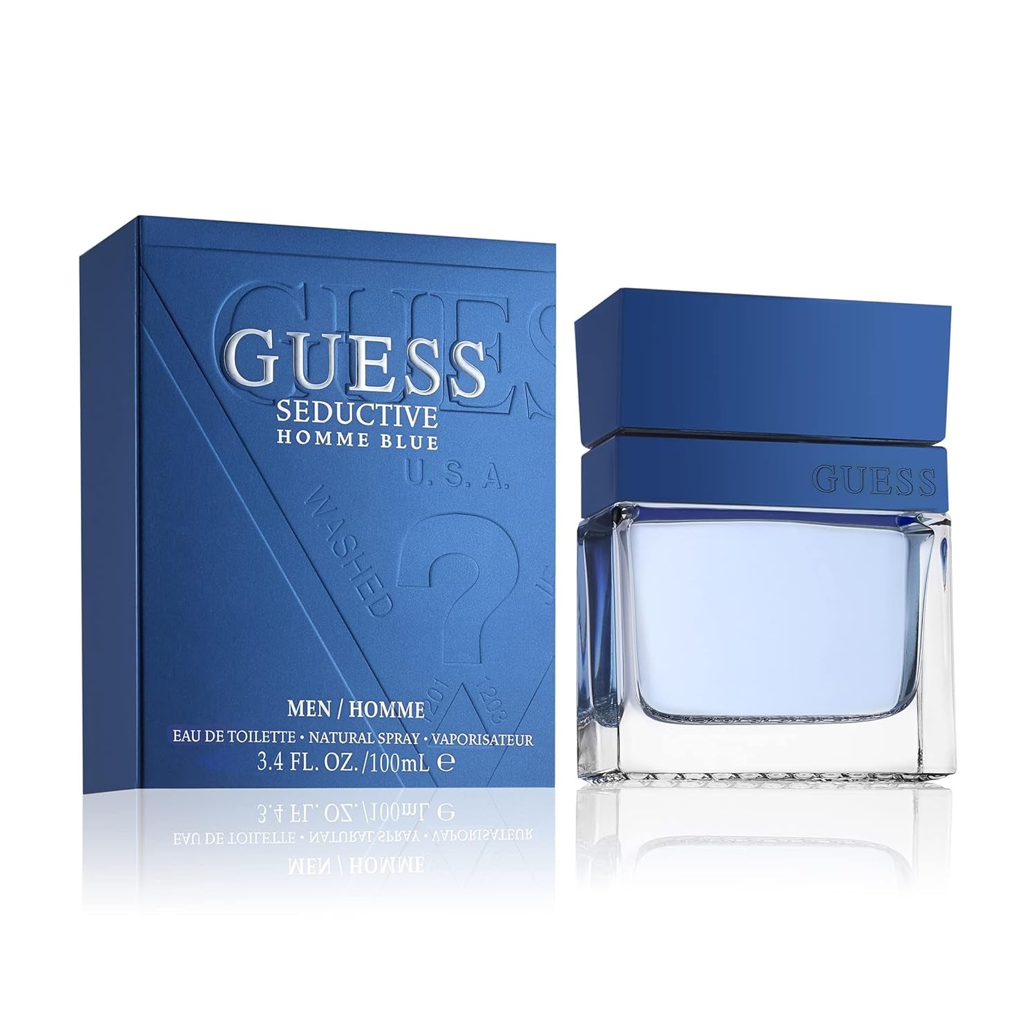 Unleash Your Charisma with GUESS Seductive Homme Blue Eau De Toilette Spray for Men - 3.4 Fl Oz