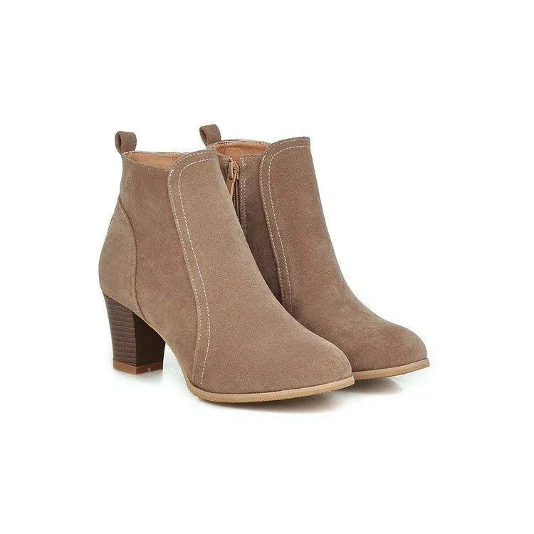 Short Boots Women Martin Boots Mid Heel Thick Heel Women's Boots - GemTime Collective