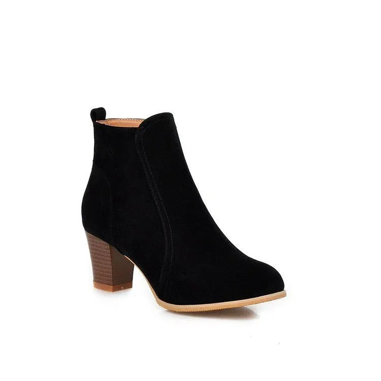 Short Boots Women Martin Boots Mid Heel Thick Heel Women's Boots - GemTime Collective